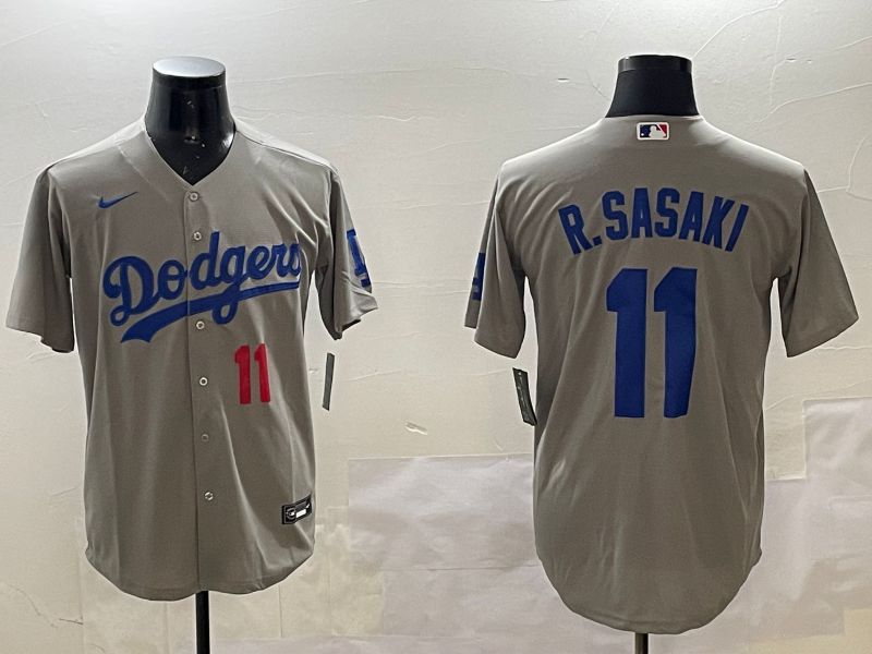 Men Los Angeles Dodgers 11 R.Sasaki Grey Game 2025 Nike MLB Jersey style 9